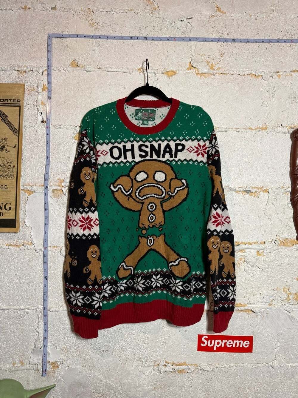 Ugly Christmas Sweater Oh Snap Gingerbread Man Knit Sweater Size Large